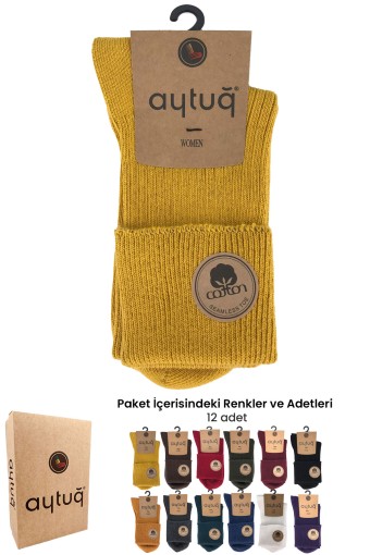 AYTUĞ - Aytuğ Kadın Soket Çorap Dikişsiz Çift Kat Pamuklu Kıvrık