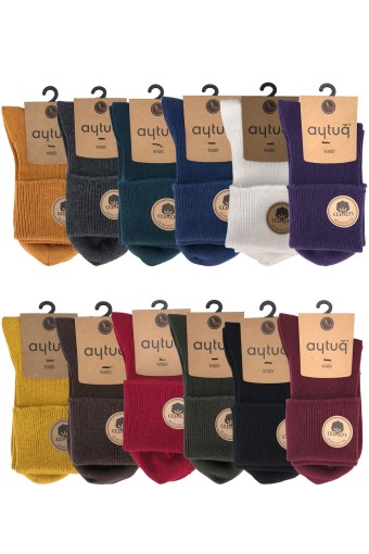 AYTUĞ - Aytuğ Kadın Soket Çorap Dikişsiz Çift Kat Pamuklu Kıvrık (1)