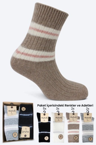 AYTUĞ - Aytuğ Kadın Soket Çorap Dikişsiz Peluş Detaylı Lambswool