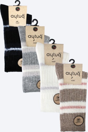 AYTUĞ - Aytuğ Kadın Soket Çorap Dikişsiz Peluş Detaylı Lambswool (1)