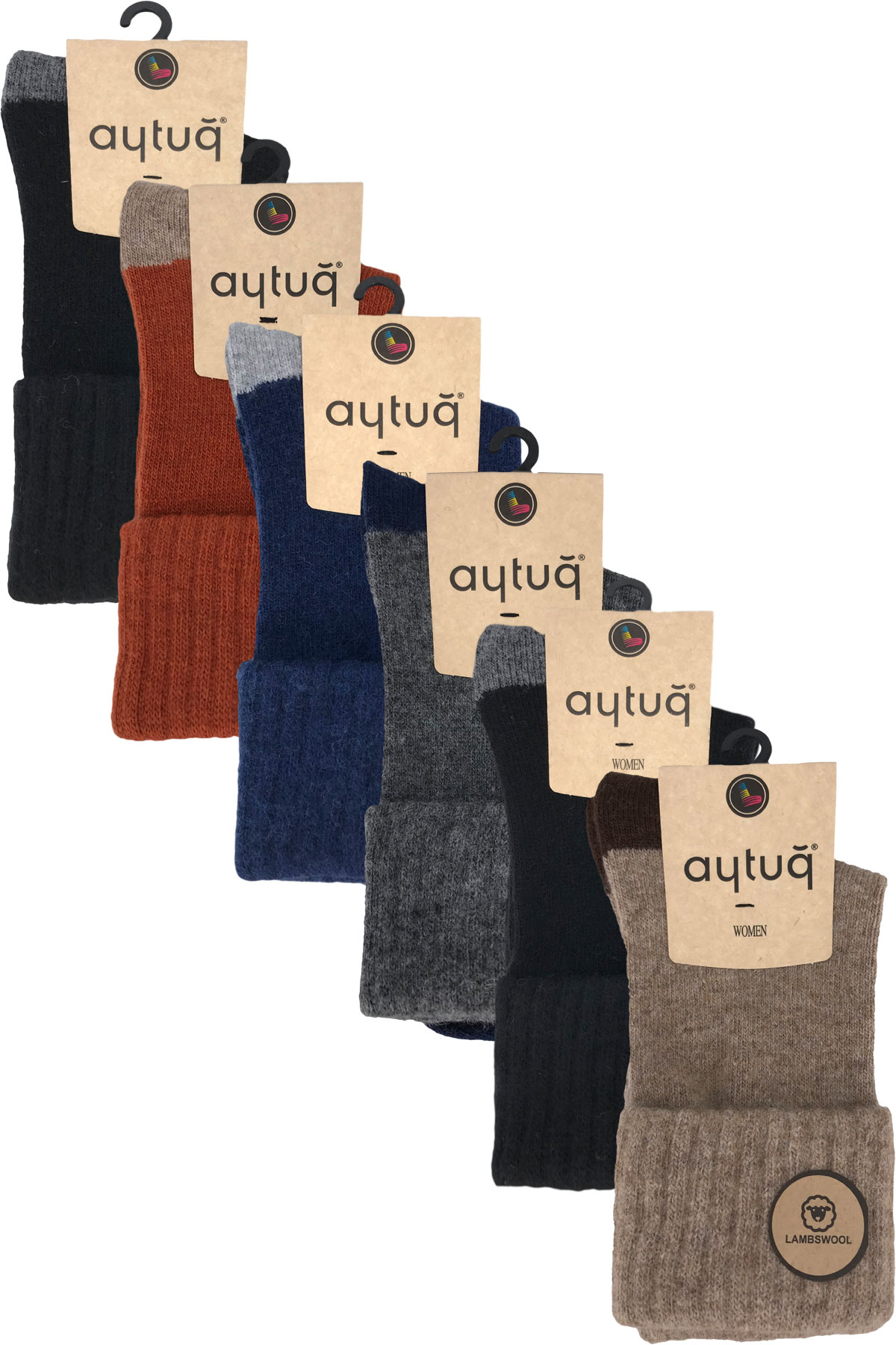 Aytuğ Kadın Soket Çorap Lastikli Kıvırmalı Lambswool - Thumbnail