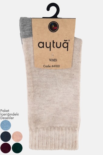 AYTUĞ - Aytuğ Kadın Soket Çorap Lastikli Likralı Çift Kat Pamuklu