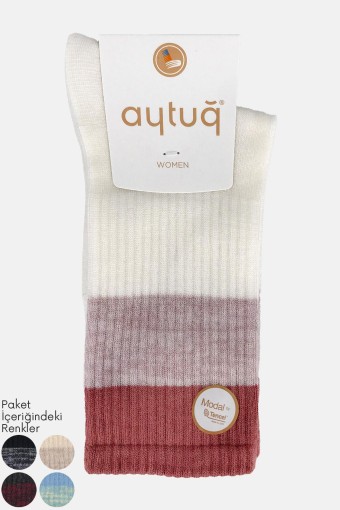 AYTUĞ - Aytuğ Kadın Soket Çorap Likralı Dikişsiz Desenli Modal (1)