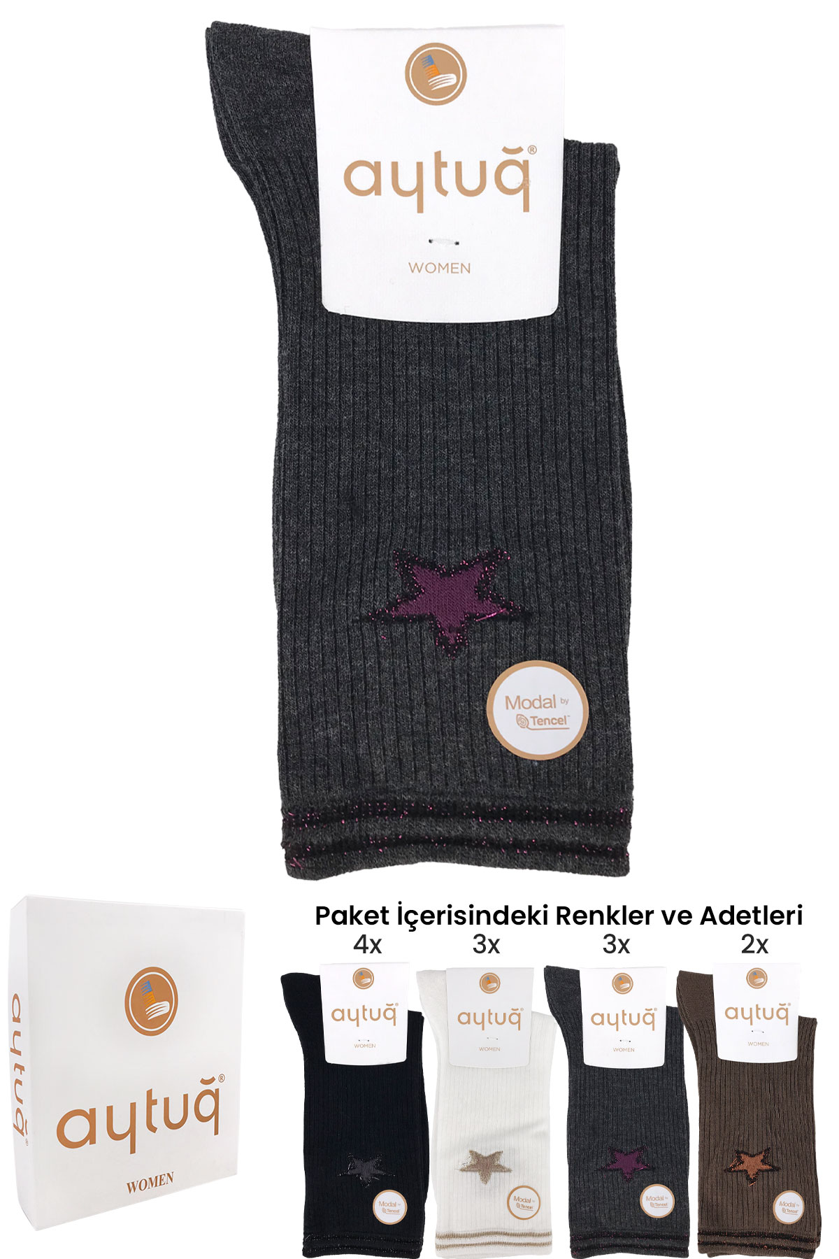 Aytuğ Kadın Soket Çorap Likralı Dikişsiz Modal Desen 11 - Thumbnail