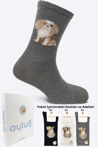 AYTUĞ - Aytuğ Kadın Soket Çorap Likralı Dikişsiz Pamuklu Desen 10