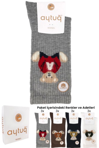 AYTUĞ - Aytuğ Kadın Soket Çorap Likralı Dikişsiz Pamuklu Desen 11