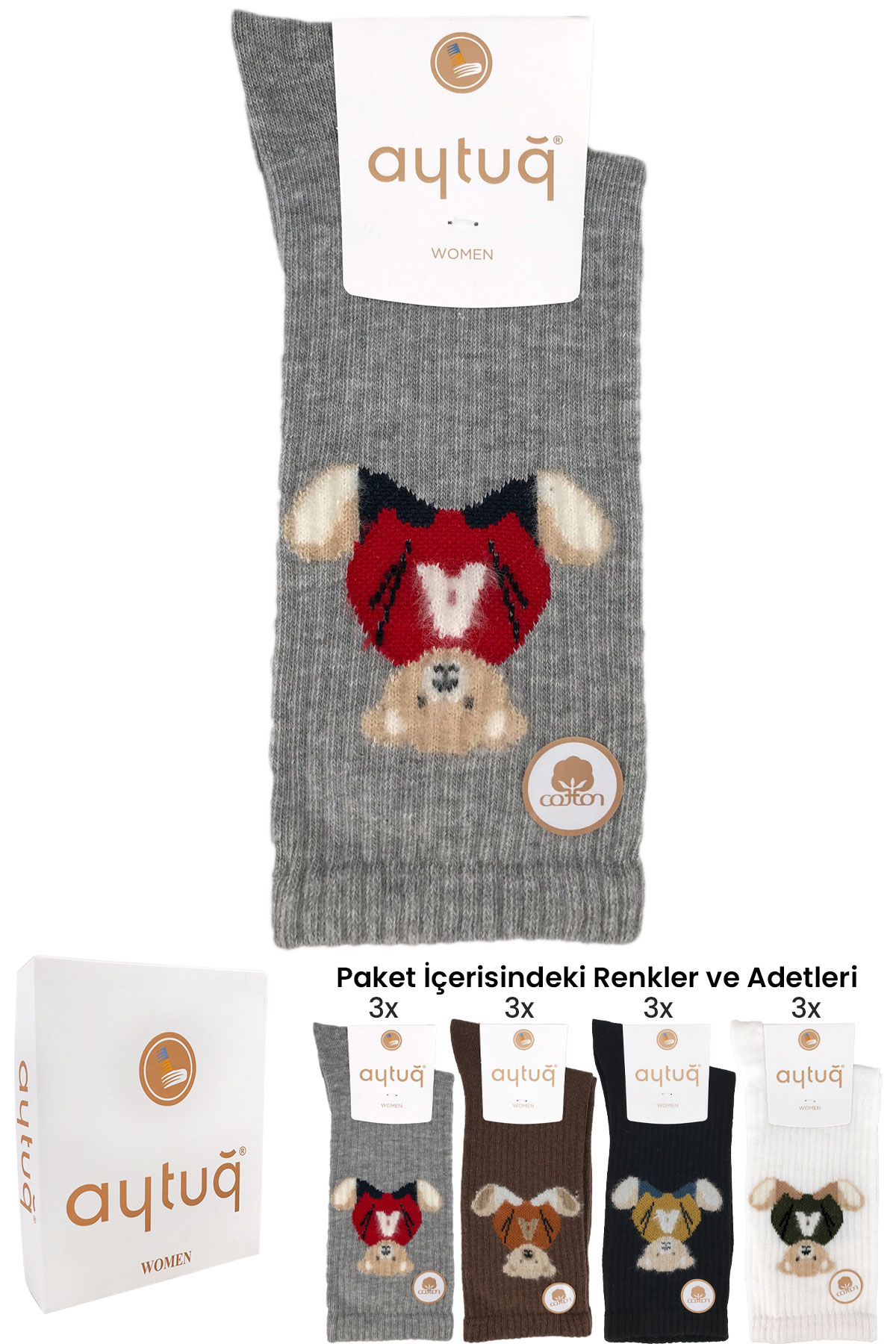 Aytuğ Kadın Soket Çorap Likralı Dikişsiz Pamuklu Desen 11 - Thumbnail