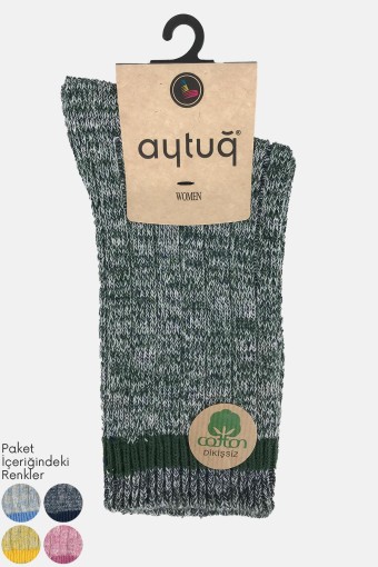 AYTUĞ - Aytuğ Kadın Soket Çorap Örme Desenli Dikişsiz Pamuklu (1)