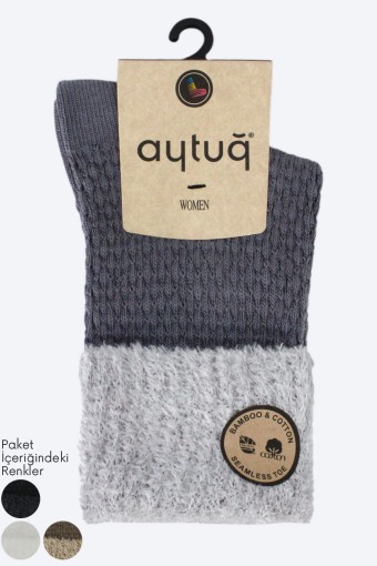 AYTUĞ - Aytuğ Kadın Soket Çorap Örme Kıvırmalı Peluş Bambu Pamuk Bükümlü