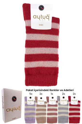 AYTUĞ - Aytuğ Kadın Soket Uyku Çorabı Dikişsiz Çizgili