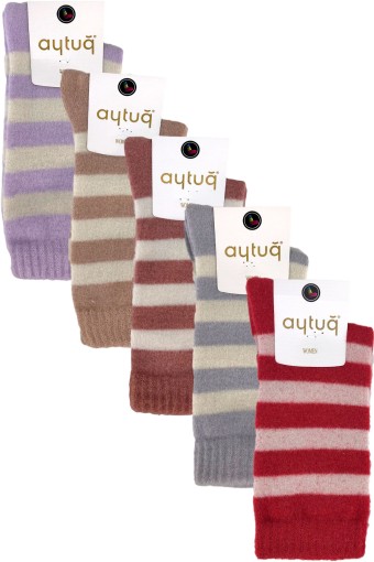 AYTUĞ - Aytuğ Kadın Soket Uyku Çorabı Dikişsiz Çizgili (1)