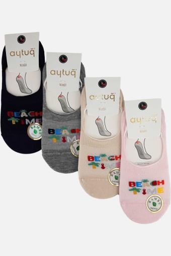AYTUĞ - Aytuğ Kadın Yazı Desenli Babet Çorap Bambu (1)