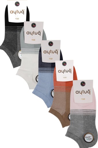 AYTUĞ - Aytuğ Kadın Yazılı Patik Çorap Modal Tencel