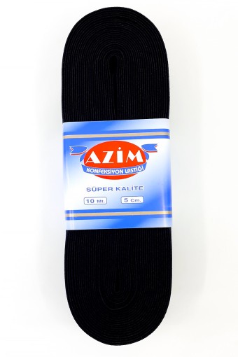 TEKİŞ-AZİM LASTİK - Azim Konfeksiyon Lastiği 10 Mt Dokuma 50 Mm - Siyah - STD (1)
