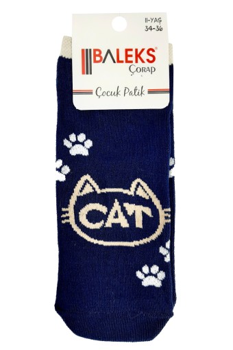 BALEKS - Baleks Erkek Çocuk Patik Çorap Cat Yazılı