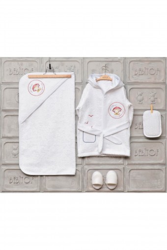 BEBİTOF - Bebitof Unisex Bebek Bornoz Seti Kırmızı Şemsiyeli