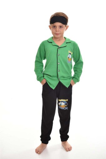 PINARCA EV GİYİM - Beka Erkek Çocuk Donald Duck Pijama Takımı Pamuklu - Yeşil