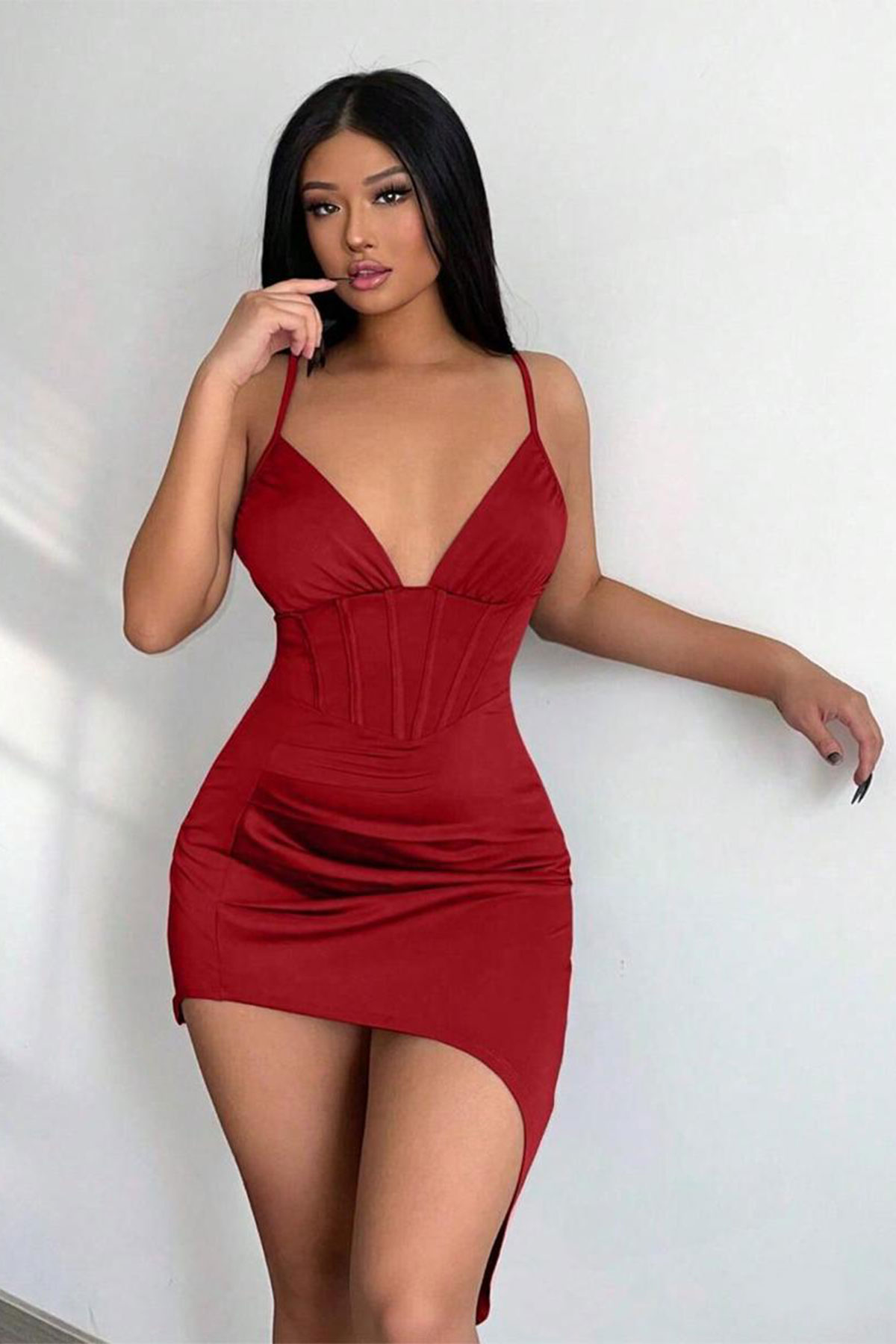 Beleng Kadın Fantezi Elbise İp Askılı Göğüs Dekolteli - Thumbnail