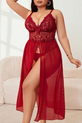 BELENG - Beleng Kadın Fantezi Gecelik Büyük Beden Dantel Uzun (1)