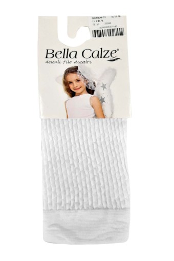 BELLA CALZE-DESENLİ - Bella Calze Kız Çocuk Jakarlı Hilal Desenli Dizaltı Çorap