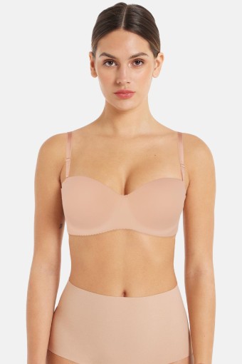 CLARA - Belvü Kadın Destekli Straplez Sütyen İthal Lüks Lazer Kesim - Açık Vizon