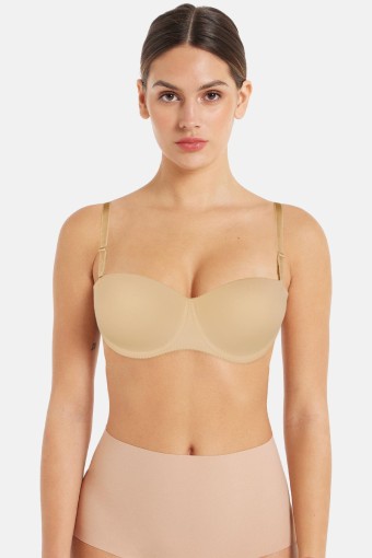 CLARA - Belvü Kadın Destekli Straplez Sütyen İthal Lüks Lazer Kesim - Ekru
