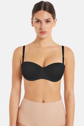 CLARA - Belvü Kadın Destekli Straplez Sütyen İthal Lüks Lazer Kesim - Siyah