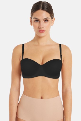 CLARA - Belvü Kadın Destekli Straplez Sütyen İthal Lüks Lazer Kesim - Siyah