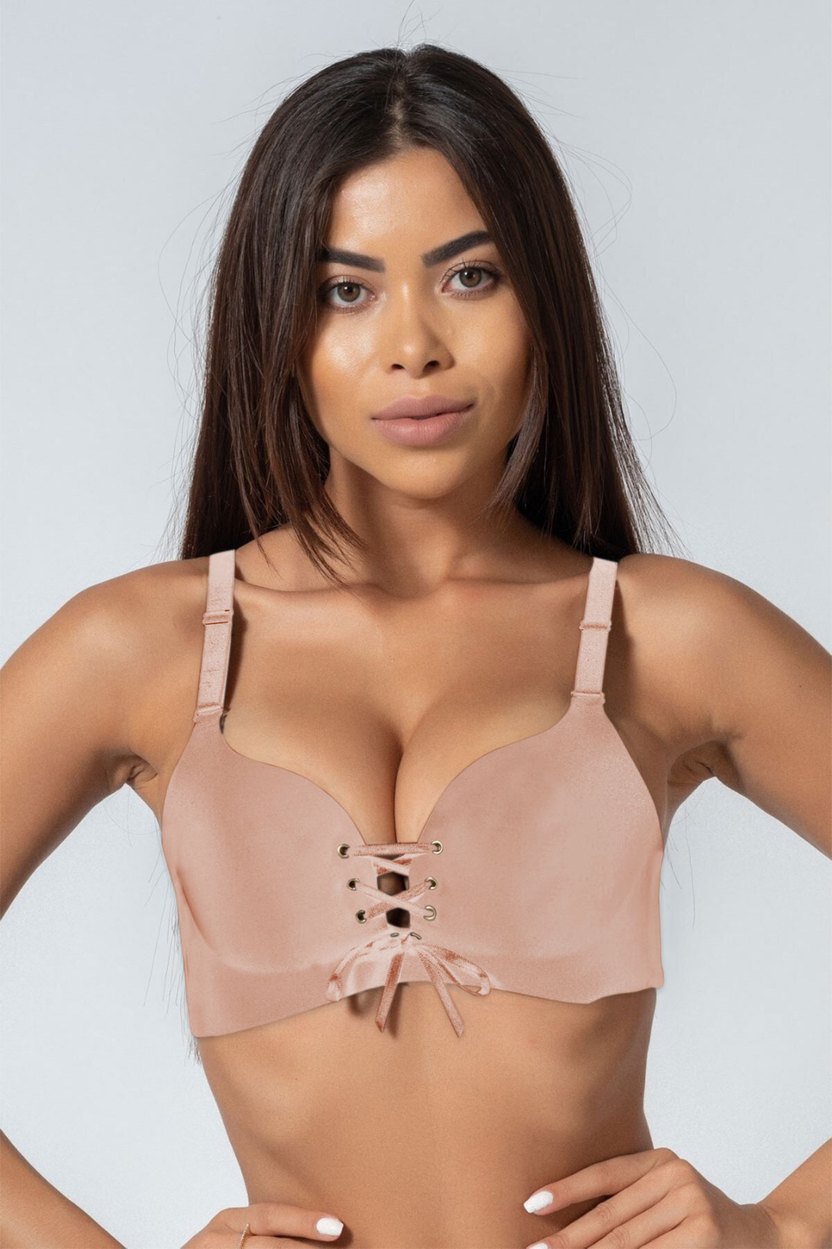 Belvü Kadın Destekli Sütyen Balensiz Lazer Kesim - Gri - Thumbnail