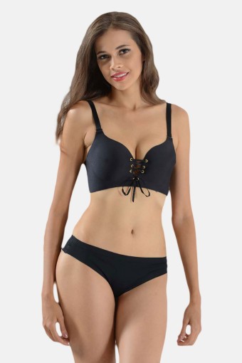 BELVÜ - Belvü Kadın Destekli Sütyen Balensiz Lazer Kesim - Siyah