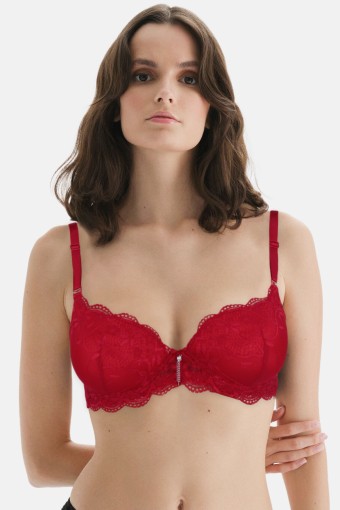 BELVÜ - Belvü Kadın Destekli Sütyen Dantelli İthal Lüxs - Kırmızı