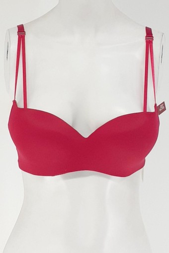 BELVÜ - Belvü Kadın Destekli Sütyen Sırt Dantel Detaylı İpli Dolgulu - Vişne