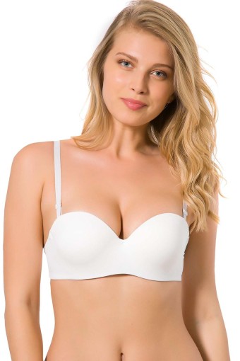 CLARA - Belvü Kadın Desteksiz Straplez Sütyen C Kap İthal - Beyaz