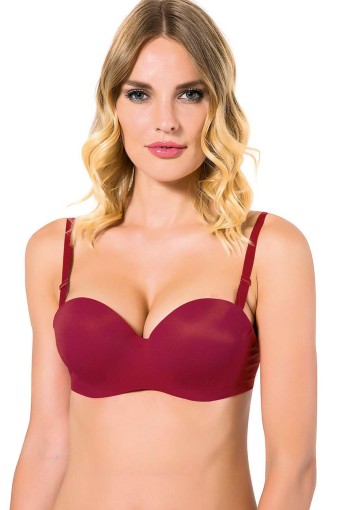 CLARA - Belvü Kadın Desteksiz Straplez Sütyen C Kap İthal - Bordo