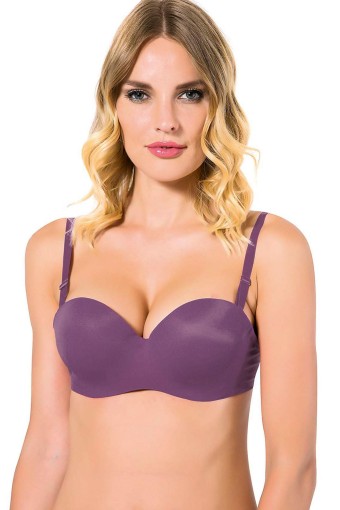 CLARA - Belvü Kadın Desteksiz Straplez Sütyen C Kap İthal - Mor