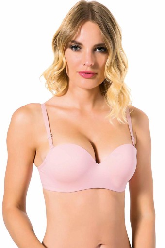 CLARA - Belvü Kadın Desteksiz Straplez Sütyen C Kap İthal - Pudra Pembe