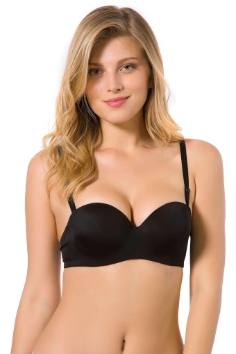 CLARA - Belvü Kadın Desteksiz Straplez Sütyen C Kap İthal - Siyah