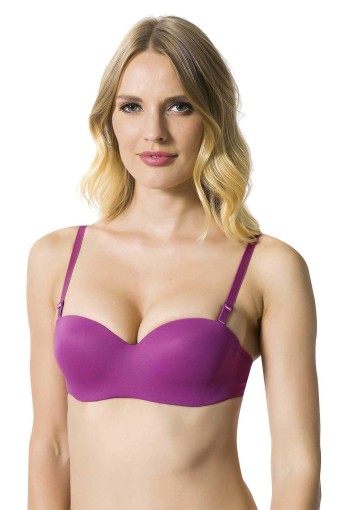 CLARA - Belvü Kadın Desteksiz Straplez Sütyen İthal - Açık Mor