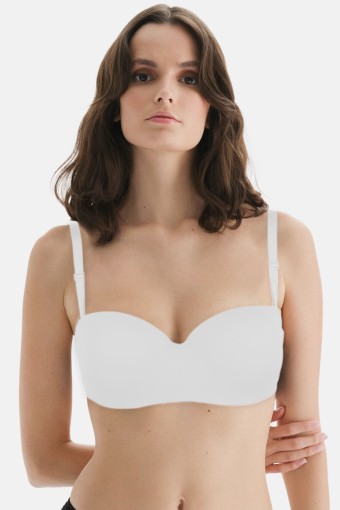 CLARA - Belvü Kadın Desteksiz Straplez Sütyen İthal - Beyaz