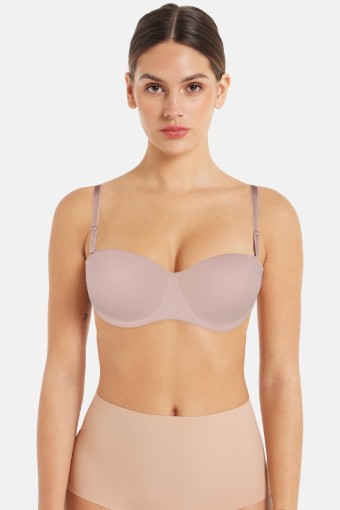 CLARA - Belvü Kadın Desteksiz Straplez Sütyen İthal Lüks Lazer Kesim - Açık Vizon