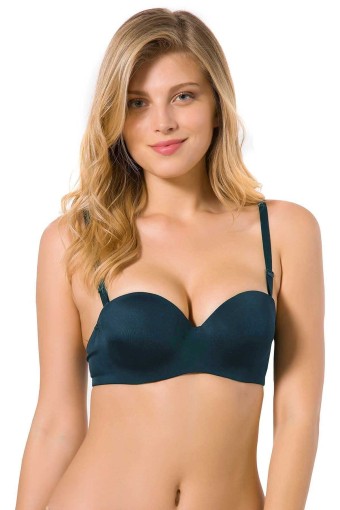 CLARA - Belvü Kadın Desteksiz Straplez Sütyen İthal - Petrol