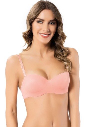 CLARA - Belvü Kadın Desteksiz Straplez Sütyen İthal - Somon