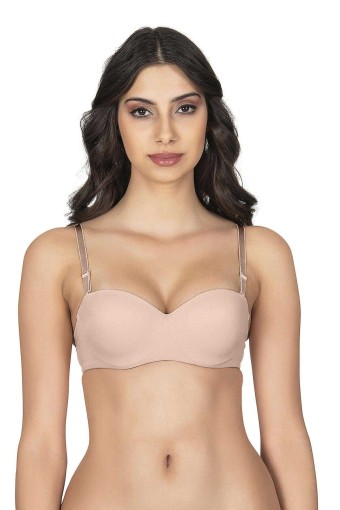 CLARA - Belvü Kadın Desteksiz Straplez Sütyen İthal - Vizon