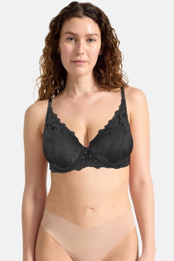 CLARA - Belvü Kadın Desteksiz Sütyen Balenli Dantelli Taş Detaylı - Siyah