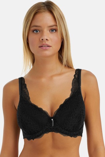 BELVÜ - Belvü Kadın Desteksiz Sütyen C Kap Dantelli Tül Detaylı - Gece Yeşili (1)