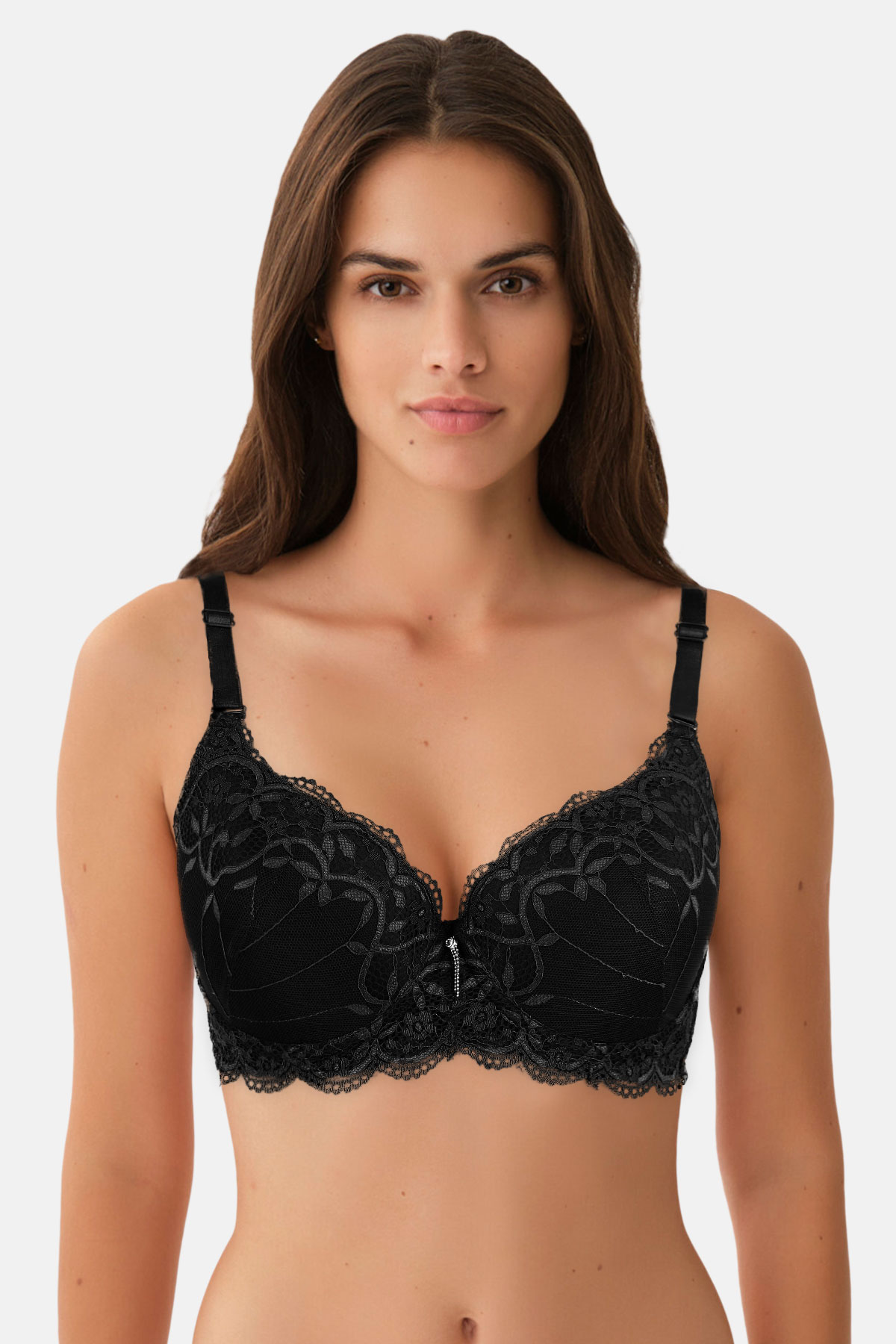 Belvü Kadın Desteksiz Sütyen Dantelli C Kap - Lacivert - Thumbnail