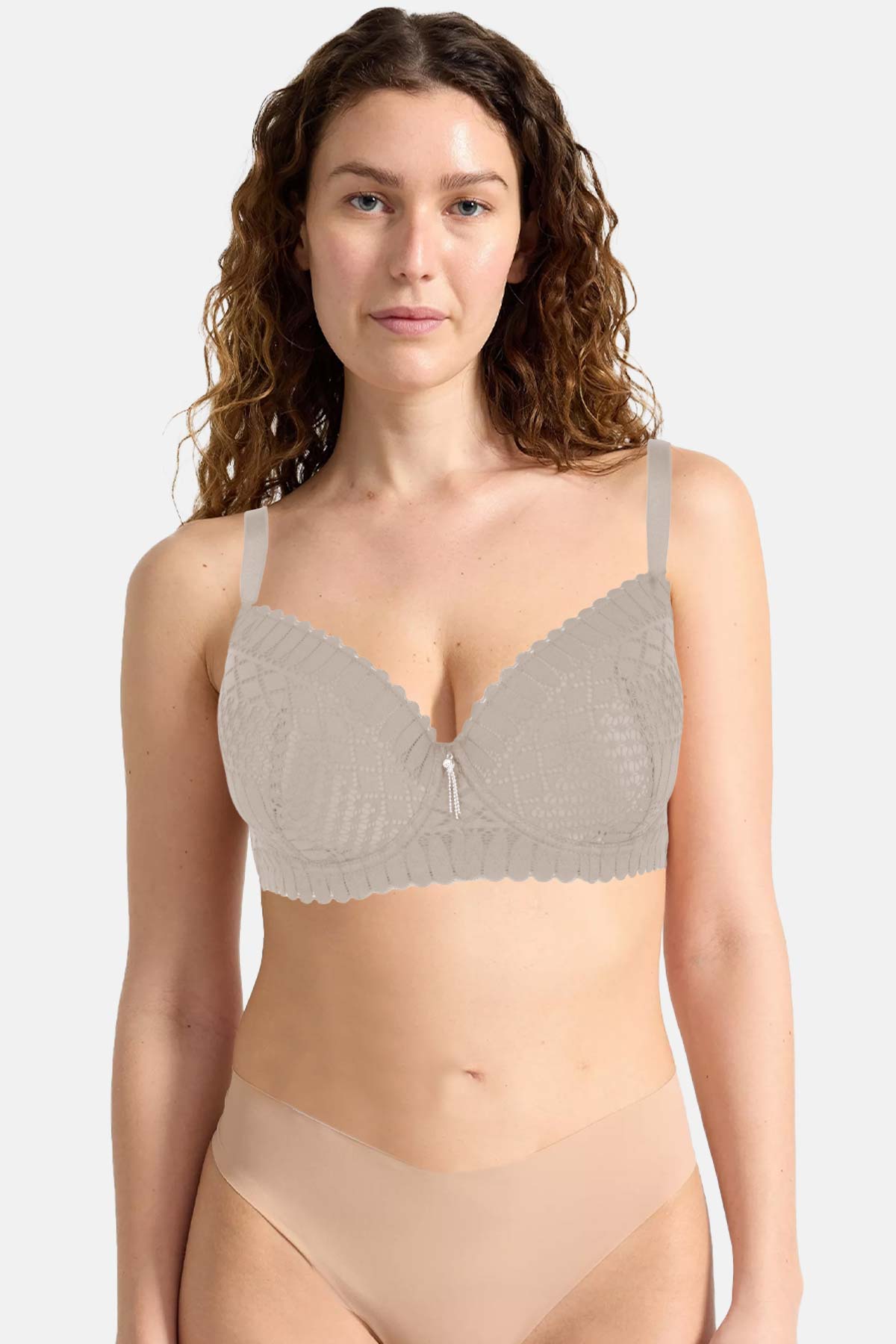 Belvü Kadın Desteksiz Sütyen Dantelli - Gece Yeşili - Thumbnail