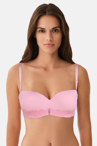 CLARA - Belvü Kadın Desteksiz Sütyen Dantelli Taşlı İthal - Pembe