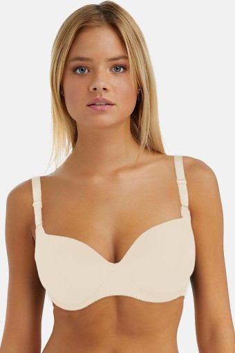CLARA - Belvü Kadın Desteksiz Sütyen İthal Lüks Lazer Kesim - Açık Vizon