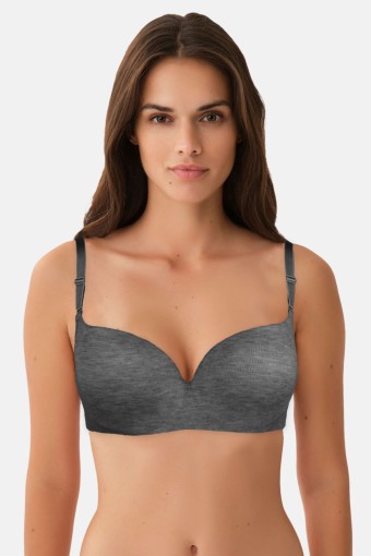 CLARA - Belvü Kadın Desteksiz Sütyen Penye Melanj - Antrasit